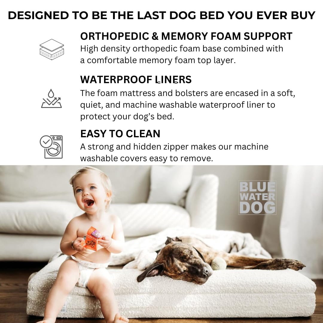 Bluewater Luxury Orthopedic Memory Foam Dog Bed Waterproof Washable Cover