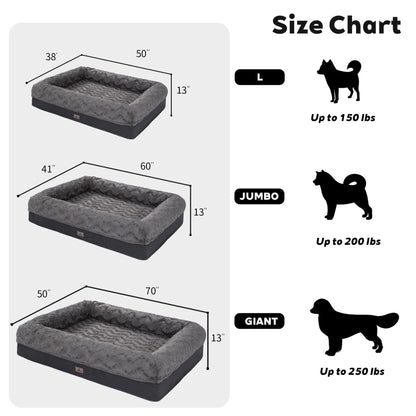 PetFun Orthopedic Memory Foam Dog Bed with Waterproof Liner Washable Cover