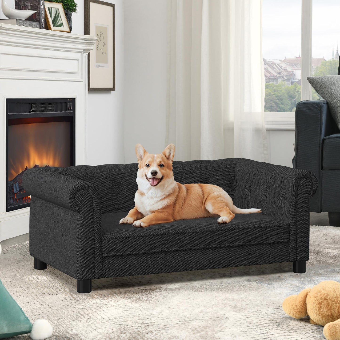 KEIKI Elevated Dog Sofa Bed with Legs Durable Pet Couch for Medium Large Dogs