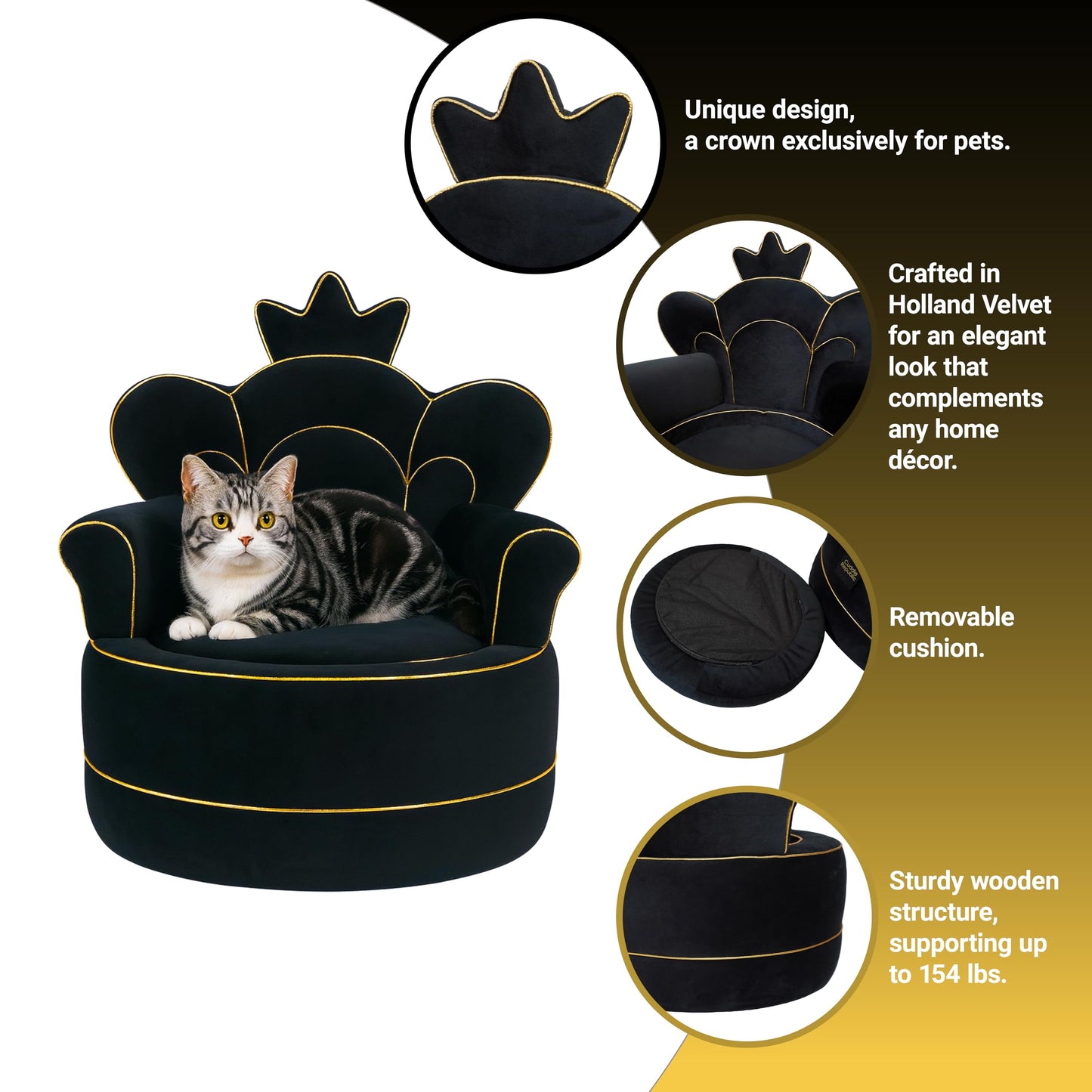 Cuddle Republic Luxury Velvet Pet Sofa Chair Scratch Resistant Dog Couch